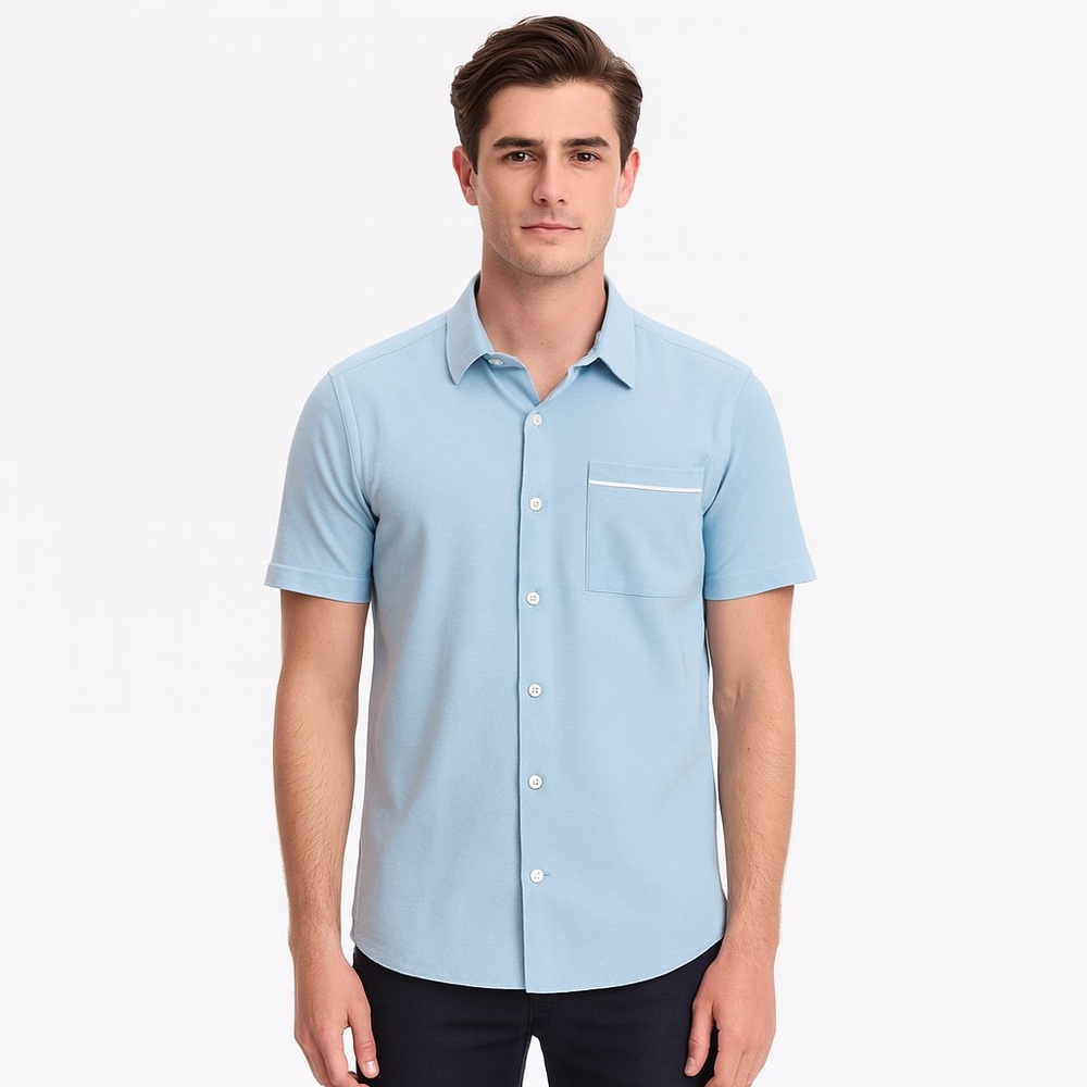 CROSBY & HOWARD Light Blue Short Sleeve Button-Up Shirt Size S